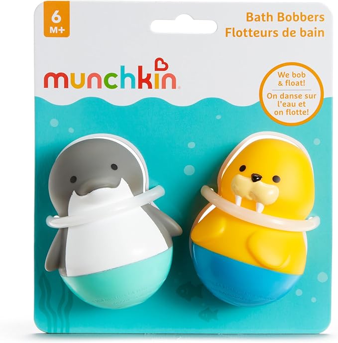 Munchkin Bath Bobbers Mold Free - Dolphin/Walrus - Encourages Sensory Development